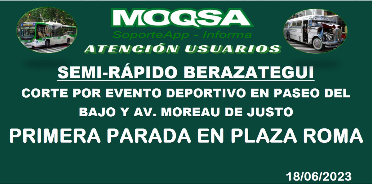 ATENCION:
#Semi_BERAZATEGUI :
Momentáneamente no se estará saliendo desde la Terminal de Madero y Av. Córdoba.