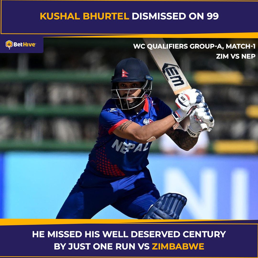Heart breaking for Kushal Bhurtel!

#KushalBhurtel #cricket #WorldCupQualifiers #news #NepalCricket #BetHive