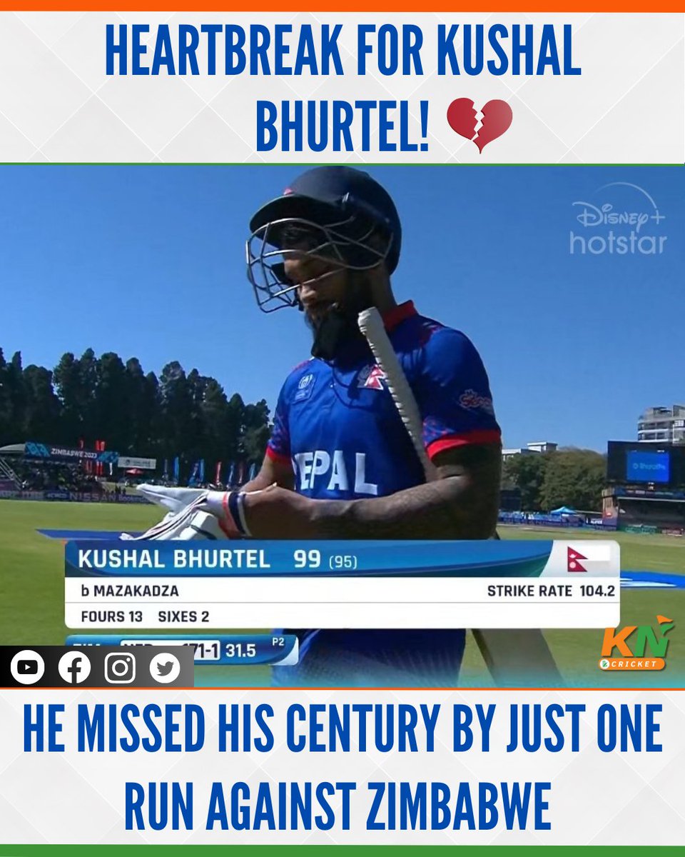 Well played Kushal 👏🏻

(📸 - Disney+HOTSTAR)

#ICC #CWC23 #India #ZIMvNEP #Worldcupqualifiers #Cricketworldcup #Nepal #Nepalcricket #Kushalbhurtel #ODIcricket #CricketTwitter