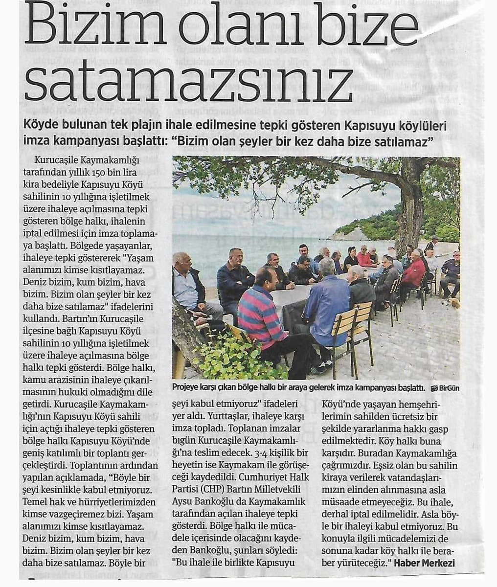 Kapısuyu sahilinin 150 bin TL karşılığı ihale edilmesine tepki gösteren bölge sakinleri 500 imza toplayarak kaymakamlığa teslim etti.
#kapısuyu #kurucaşile #bartın