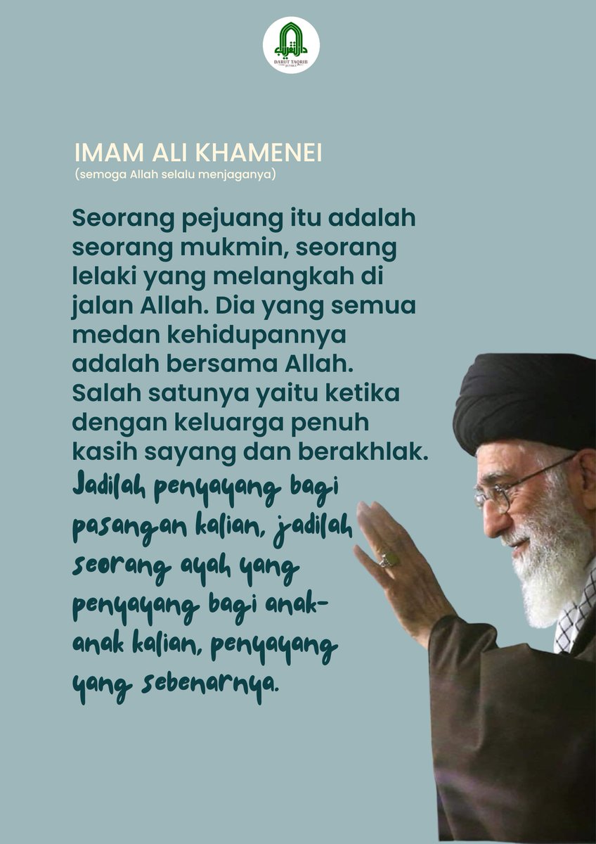 daruttaqrib's tweet photo. Jadilah Seorang Pejuang
#syiahindonesia #syiahahlulbait #persatuanislam #selawat #selawatnabi #freepalestine #MerdekaPalestina #palestina #habib #sayyid https://t.co/87RimYHRRn