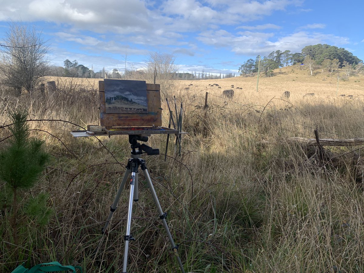 Managed a quick one on the side of the road in the Southern Highlands today -  got a bit chilly too - Sutton Forest - Cold Front #pleinair  #oilpainting #australianartist #pleinairpainting