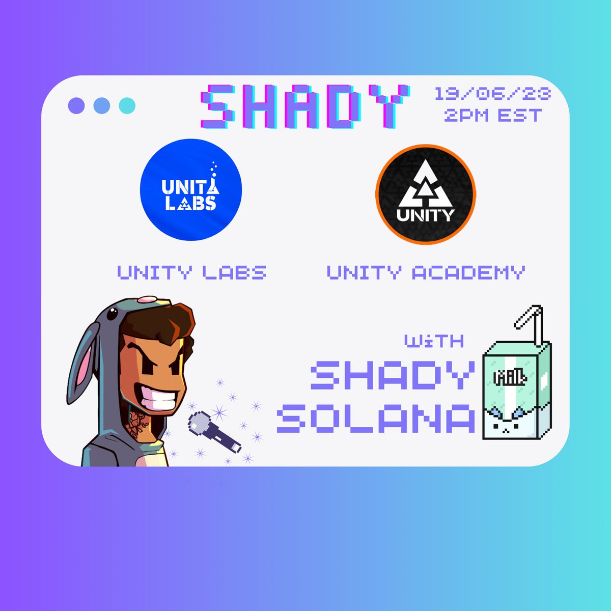 ShadySolana's tweet image. New week, new episode!
Special guests:
@UnityLabs__ @UnityAcademy__
Don’t forget to set reminders down below 👇🏼