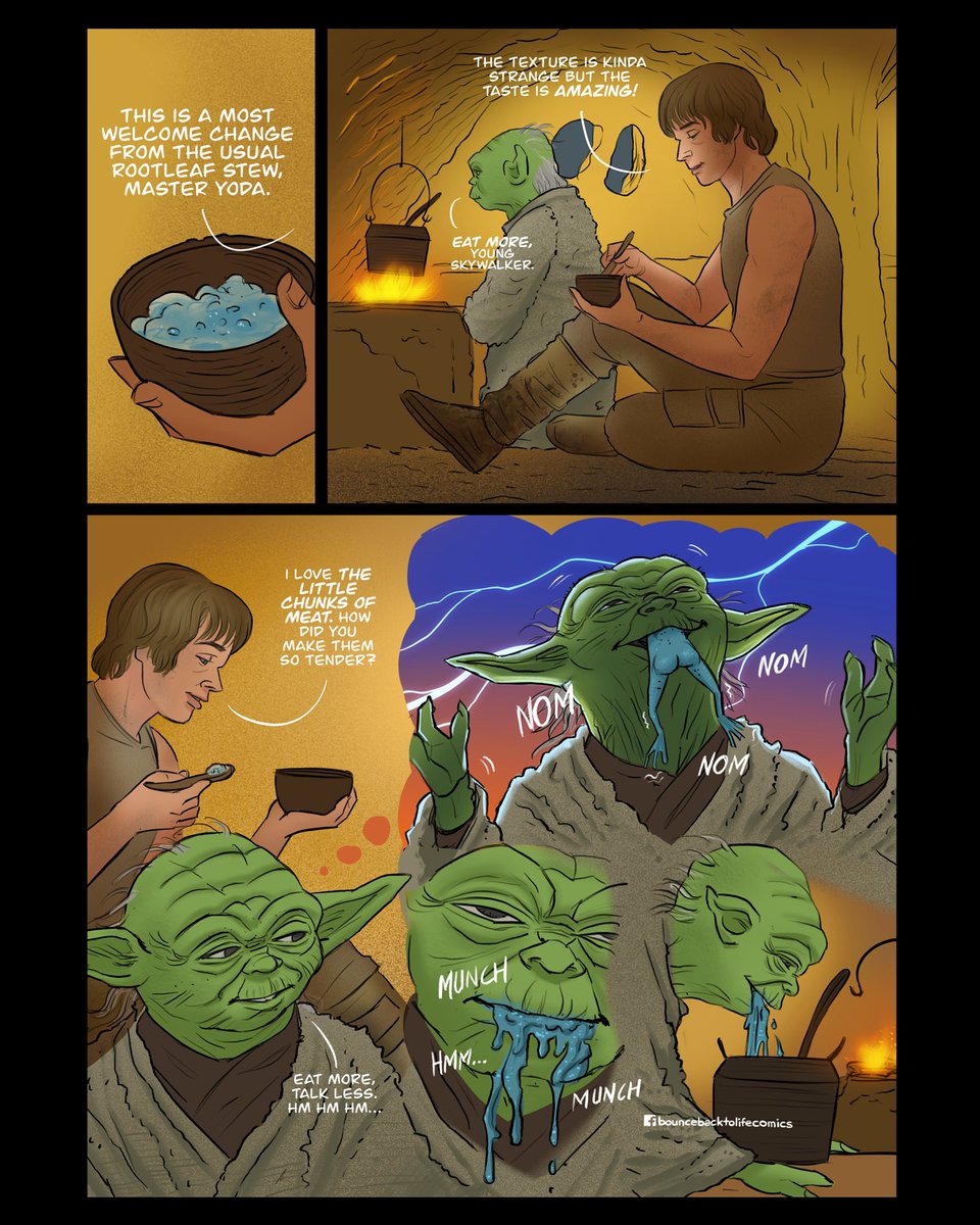 “Nom nom nom… hm hm hm…”

#LukeSkywalker #yoda #masteryoda #StarWars #theempirestrikesback #dagobah #TESB #starwarscomics