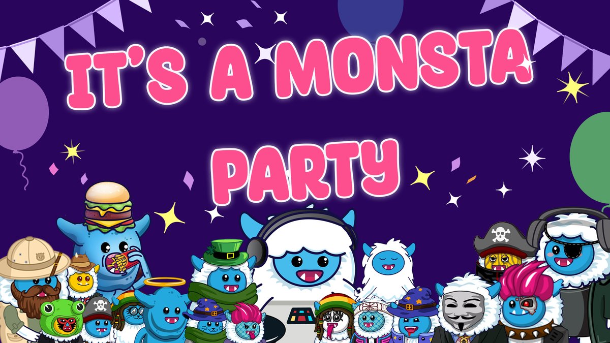 Join us today at 2.30 PM UTC in @thecakemnstr Telegram for the party of the year! There will be music, games and giveaways! #ProTip: Remember to feed your Monsta Party NFTs