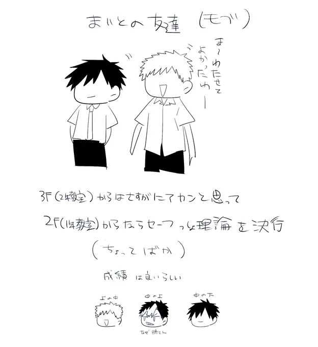モブたちの仮設定おまけ

校内は1周年アニバブックの校内情報を参照させていただきました。めちゃでけえ学校すぎる 