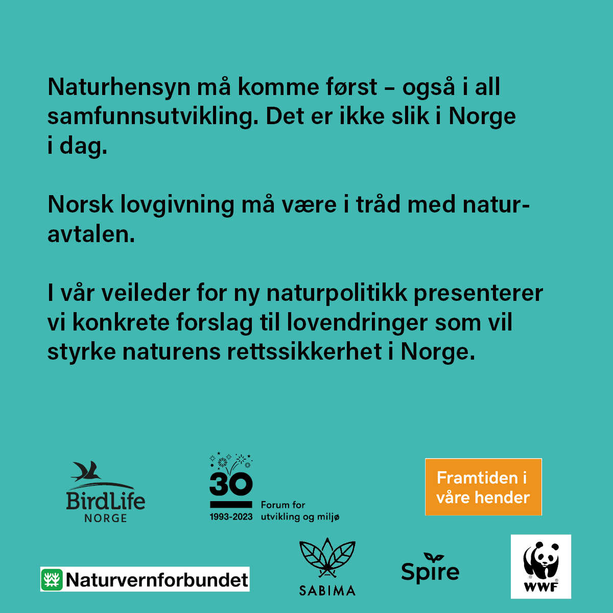 ForumNorway's tweet photo. 🌸🌳 FOR NATUREN - Naturen må innarbeides i alle samfunnssektorer, og naturhensyn må komme først - også i all samfunnsutvikling. Det er ikke slik i Norge i dag.
Les mer: https://t.co/JGDZyJc7ks
#forNaturen https://t.co/IWNYrLsonN