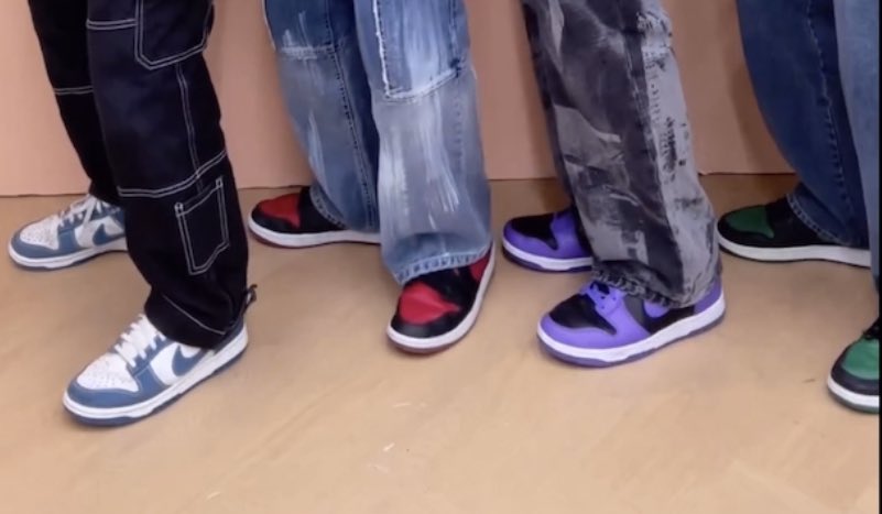 the shoes are their own respective representative colors..🥺