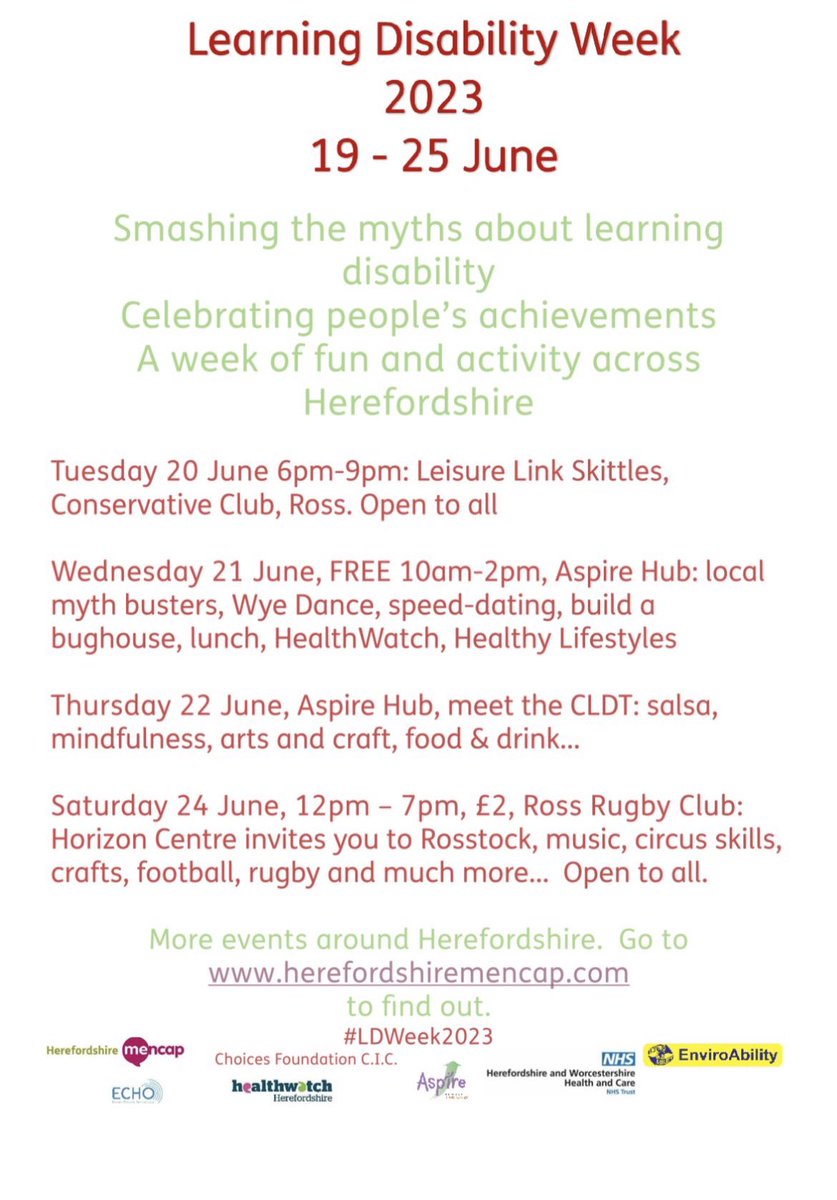 Beverley Hardiman (@bevver) on Twitter photo 💫Come meet the Herefordshire Community Learning Disability team on ☀️*Thursday 22nd June*☀️ at The Aspire hub and join us for 💃salsa, gardening 🪴, arts and crafts 🎨and much more! 💫
#LDweek2023,<a href="/HWHCT_LDCom/">Herefordshire Community Learning Disability Team</a> <a href="/HWHCT_NHS/">Herefordshire and Worcestershire Health & Care NHS</a> <a href="/Katyjane45/">Kathryn Hankins 💙</a> 💫Come meet the Herefordshire Community Learning Disability team on ☀️*Thursday 22nd June*☀️ at The Aspire hub and join us for 💃salsa, gardening 🪴, arts and crafts 🎨and much more! 💫
#LDweek2023,<a href="/HWHCT_LDCom/">Herefordshire Community Learning Disability Team</a> <a href="/HWHCT_NHS/">Herefordshire and Worcestershire Health & Care NHS</a> <a href="/Katyjane45/">Kathryn Hankins 💙</a>