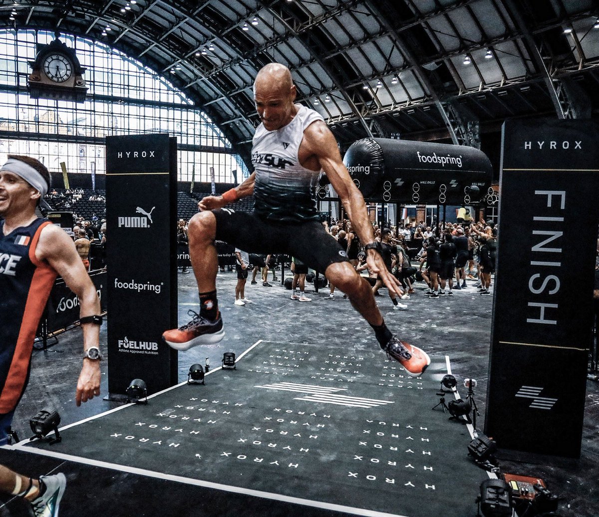 GroundPoundr11's tweet photo. #FinishLine feels! #Hyrox #HybridAthlete #FunctionalFitness @SurPhyto #AltRed #Endurance #Athlete #BetalainsUnleashed https://t.co/ojLuynUh5F