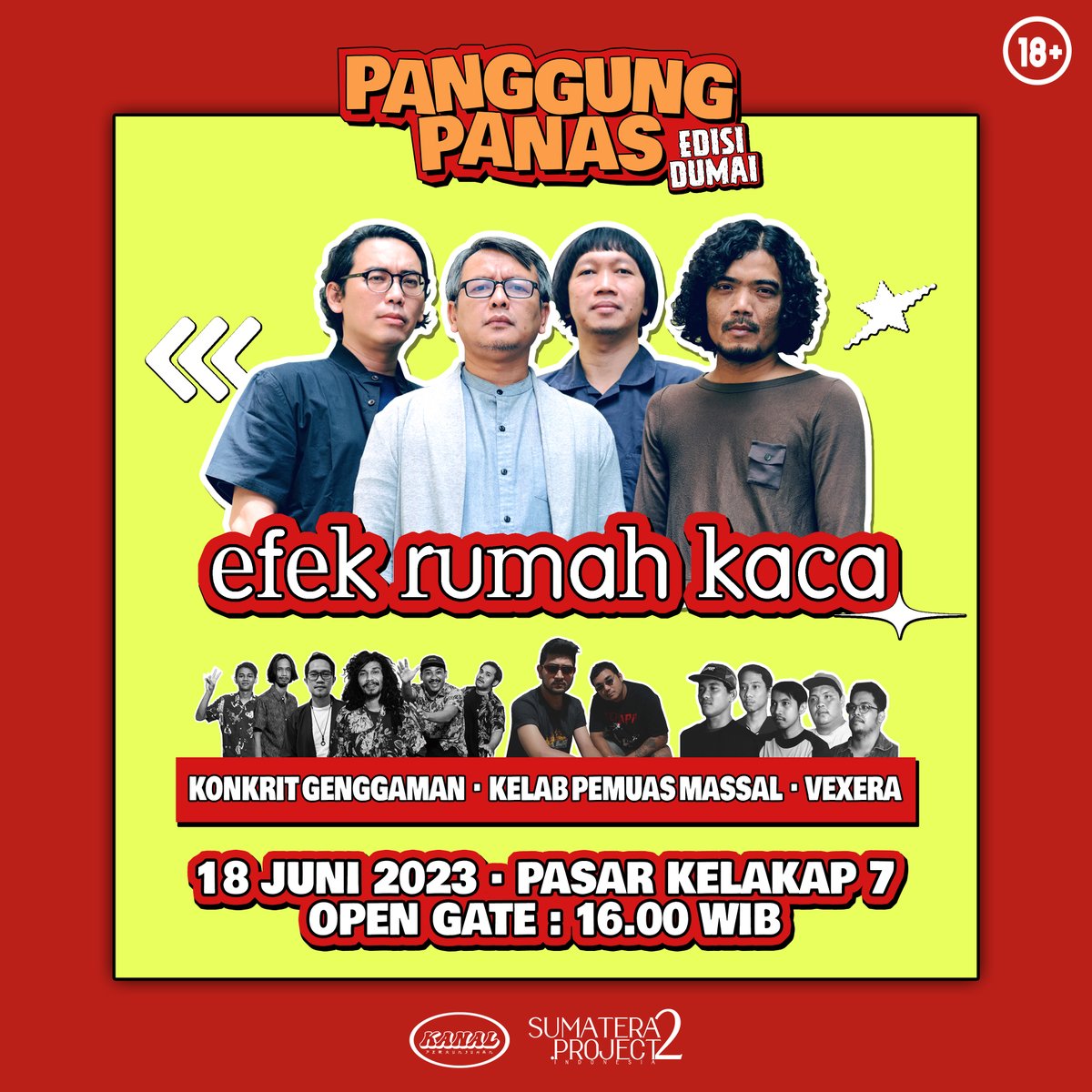 efekrumahkaca's tweet photo. Sampai jumpa malam ini di Panggung Panas Edisi Dumai! (Mataharinya beneran panas, gan!) Kita akan tampil jam 21.30. 
Nah, mau dengar lagu-lagu apa aja, gan? :-) https://t.co/nIAASUKvkT