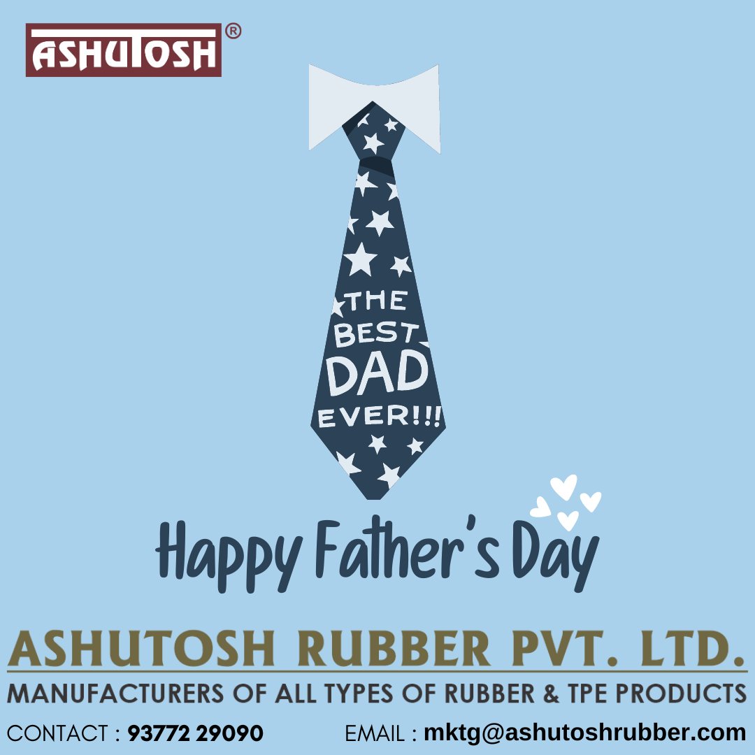 To all the Dads out there! Thank you for being the guiding light, the protector and the supporter.
Happy Father's Day!
#ashutoshrubber #fathersday #guiding #father #relationships #bond #rubberparts #rubberandplastic #rubberindustry #rubberproducts #rubber #rubberpartmanufacturer