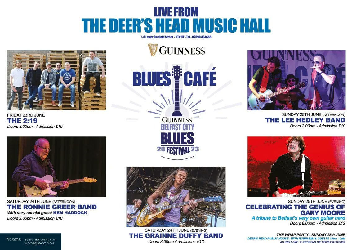 "🚨 Have you got your tickets yet for the electrifying Belfast City Blues Festival 2023 @ The Deers Head? ⚡️ Don't miss out on the blues event of the year!  🎶 Secure your spot now before it's too late! 🎟️ Visit buff.ly/3J0xZVt for tickets and event info.  #BCBF23