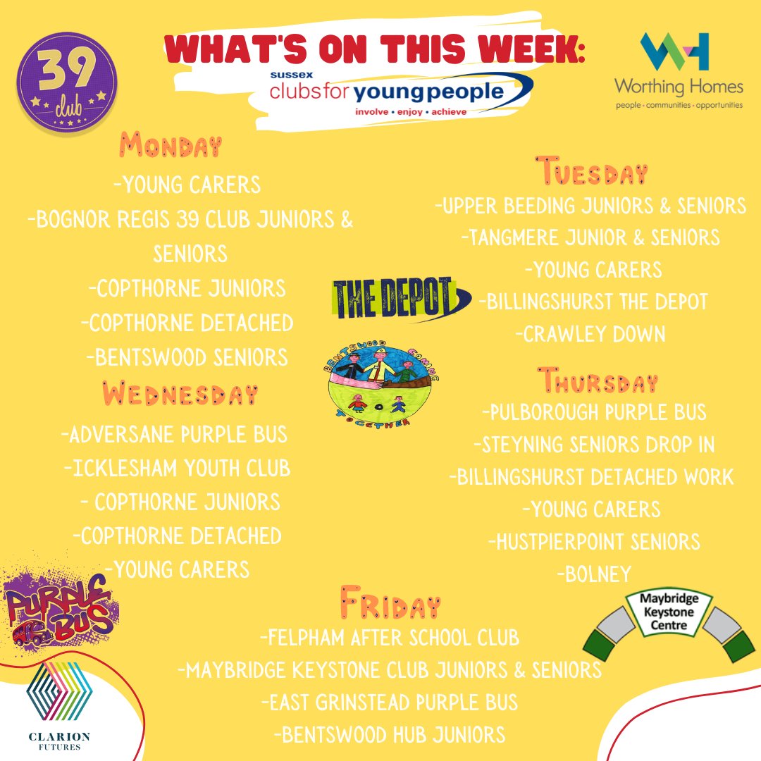 ✨ What’s on this Week ✨ Join us for our sessions this week! We’ve got the following: The Purple Bus 🚐 Detached Youthwork 🚶 Junior & Senior Sessions 🎨 Young Carers 💙