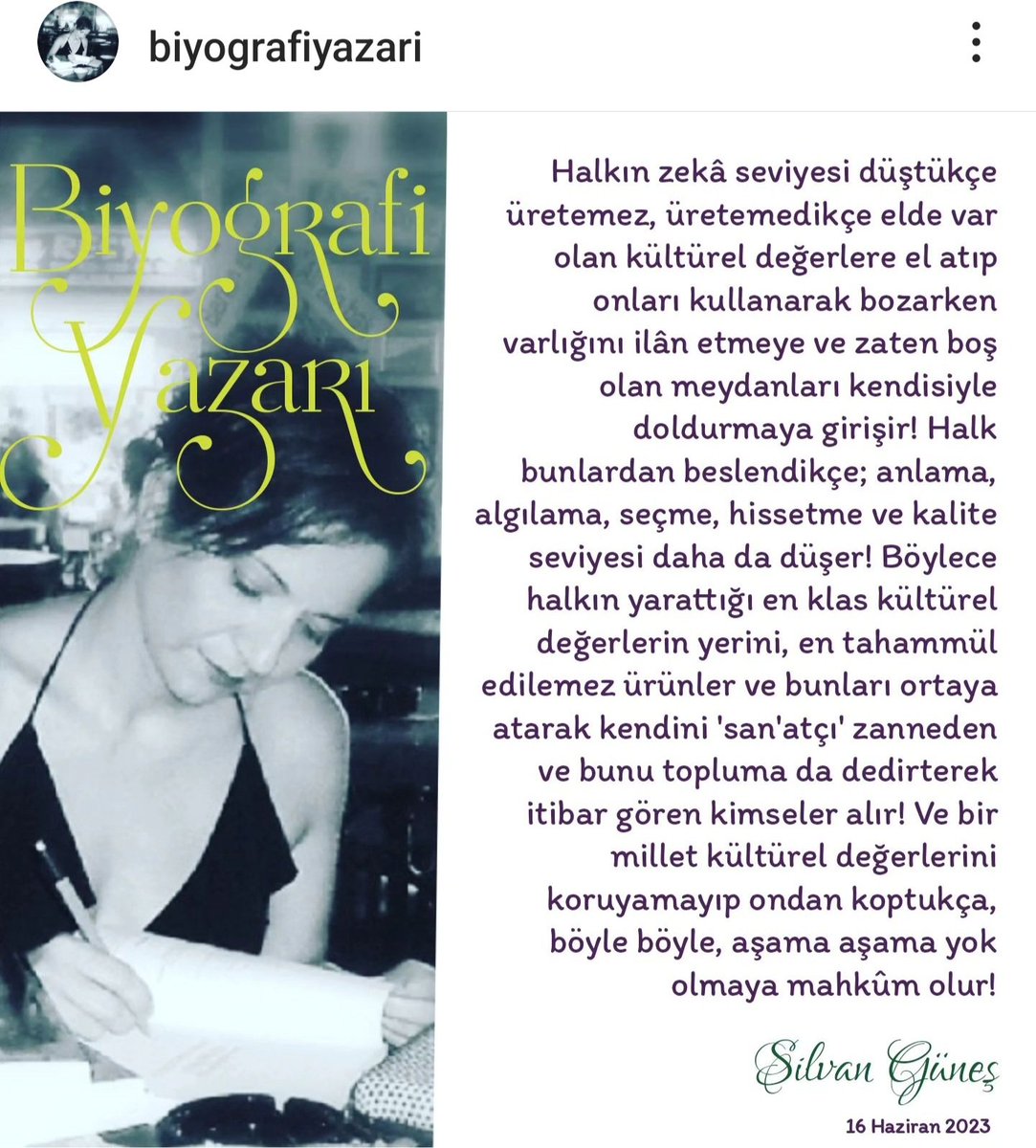 silvangunes's tweet photo. #biyografiyazari
#silvangüneş
#endüşükzekâseviyesi https://t.co/8ETOWgoD9z
