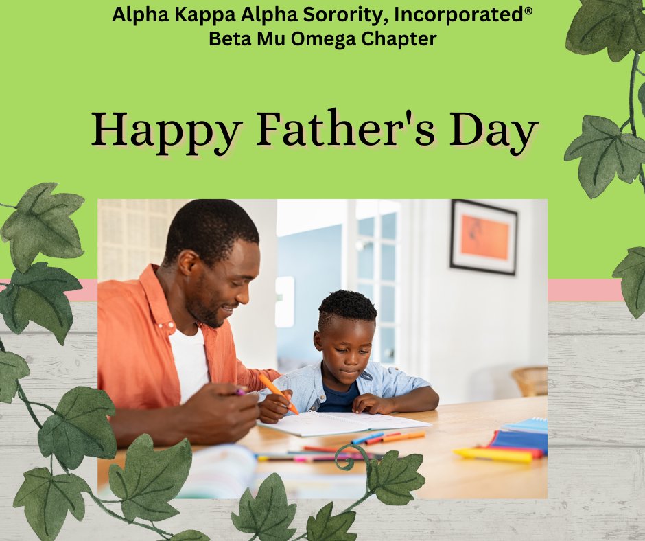 BetaMuOmegaAKA's tweet photo. Alpha Kappa Alpha Sorority, Incorporated®, Beta Mu Omega Chapter would like to wish all fathers and father-figures a Happy Father's Day! We hope your day is filled with love, peace, and happiness! 

#SoaringwithAKA
#AKA1908
#BetaMuOmega
#FathersDay2023 https://t.co/LN6XbNahW0