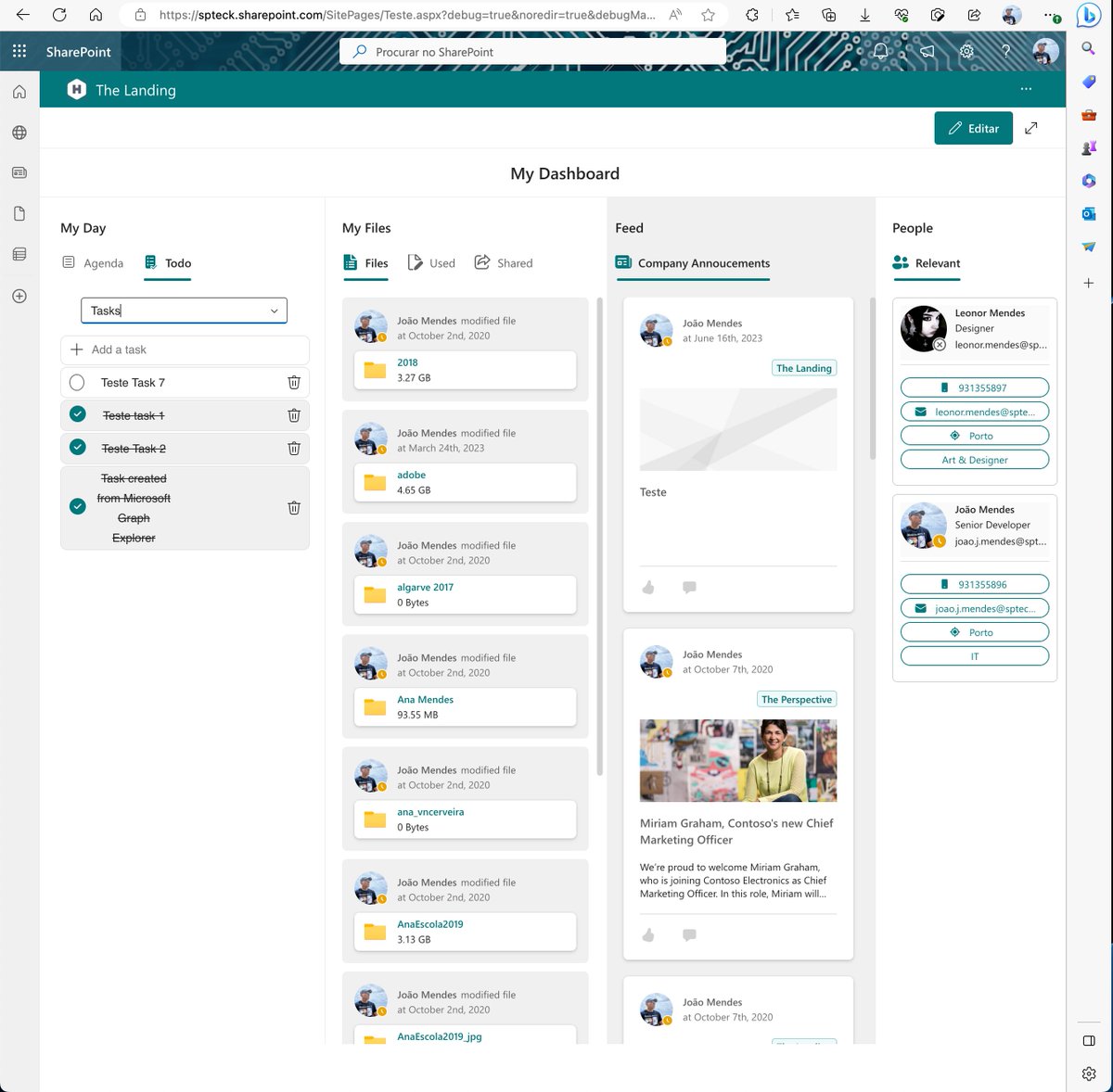 joaojmendes's tweet photo. Now the same SPFx app, My Dashboard running in #SharePoint site and #FluentUI9 using the Applied Theme π as SharePoint full page.
How easy is create apps for all #M365 ecosystem with SPFx ? The best for #SharePoint hosted apps!
#MicrosoftGraphToolkit #FluentUI9 #SPFx https://t.co/shKhxglVeY