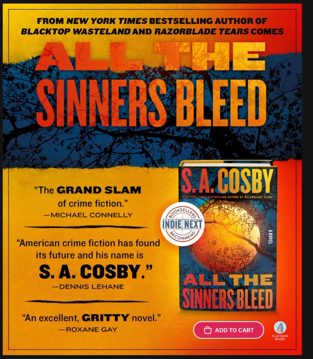 🔥ALL THE SINNERS BLEED BY <a href="/blacklionking73/">S.A.Cosby</a> published <a href="/Flatironbooks/">Flatiron Books</a> Out Now!!🔥
indiebound.org/book/978125083…