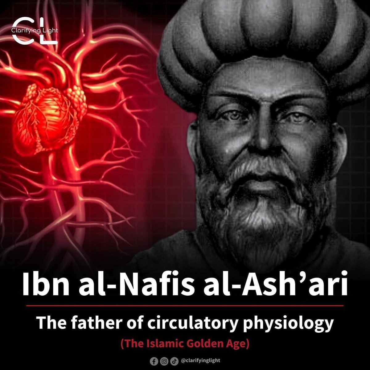 🧵In the 12th century, at the age of 29, Ibn al-Nafīs al-Ash'arī became the first human ever to discover how the human heart actually works!

Born in Damascus and known as 'the father of circulatory physiology,' Ibn al-Nafīs was the first to describe...