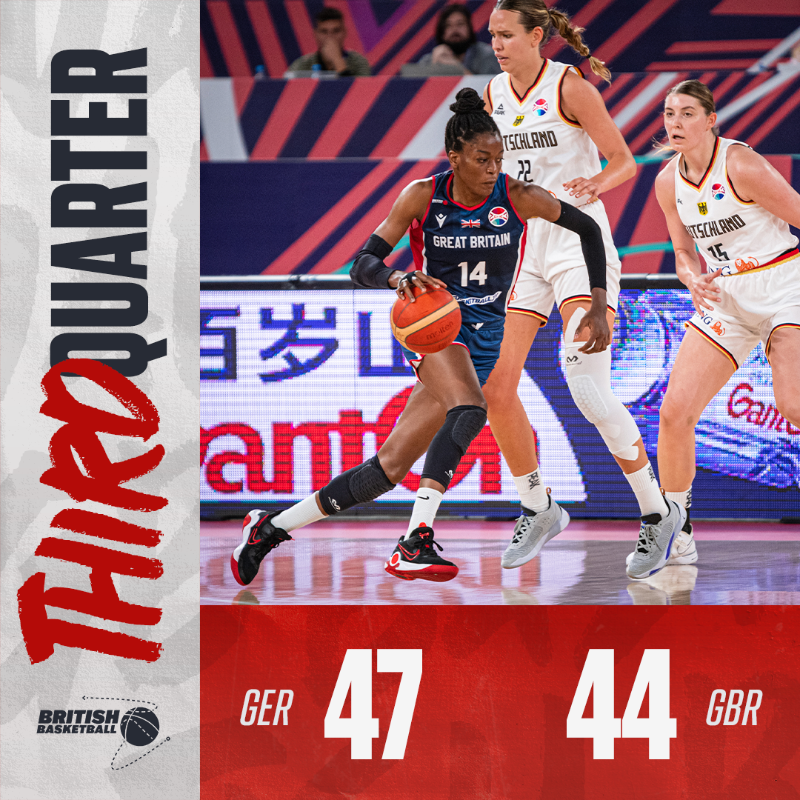 gbbasketball's tweet photo. All to play for in the fourth.🇬🇧

📺 Tune into the final 10 minutes of the group stage game between GB and Germany in Slovenia!

#BritishBasketball #DareToDream #EuroBasketWomen