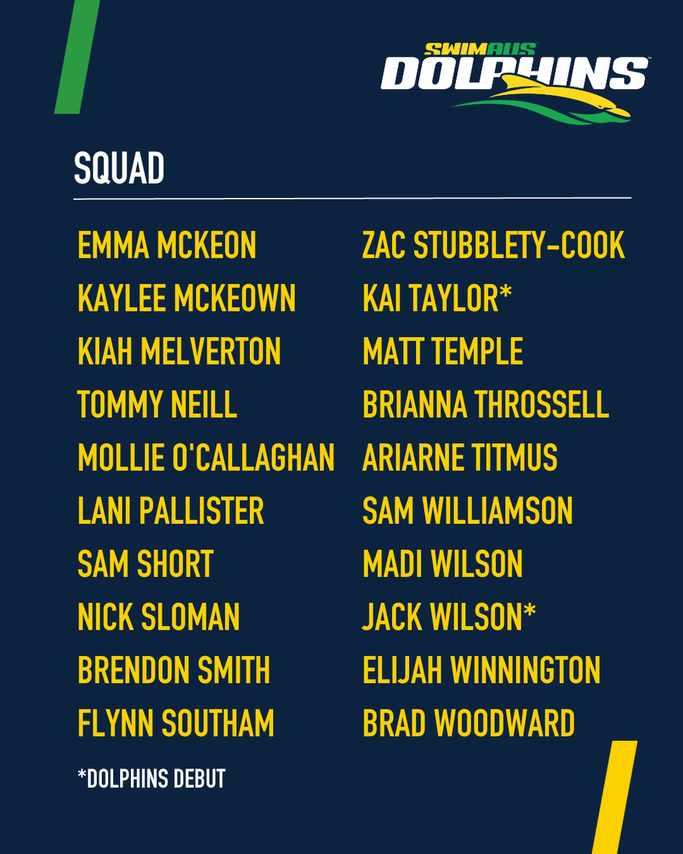 DolphinsAUS's tweet image. 📣 WORLDS TEAM ANNOUNCEMENT. 📣

A massive congratulations to our team that is heading over to Japan for the 2023 Fukuoka @WorldAquatics Championships in July. 🇯🇵

We wish all those heading to Japan the best of luck. We will be cheering you on. 💚💛

🔗: lnkd.in/gqEEH5BG
