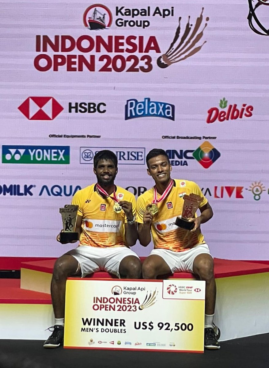 Heartiest congratulations to #IndianOil’s dynamic duo    @satwiksairaj and @Shettychirag04 for creating history! The first ever #super1000 title by Indians at #IndonesiaOpen2023 is indeed special for the country and the IndianOil family. It was a stellar performance beating all