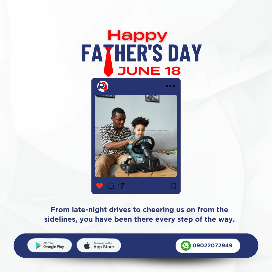We recognize and appreciate every father for their selflessness and sacrifice.
From late-night drives to cheering us on from the sidelines, you have been there every step of the way.

Happy Father's Day 🎉

#readycars #readytomove #carhire #carrentalinlagos #carrentalinibadan