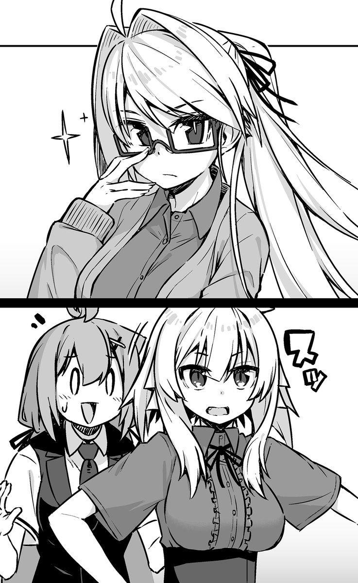 【今回のよく見てほしいところ】 (上)✨👓 (下)社畜ちゃんを庇う同期ちゃん