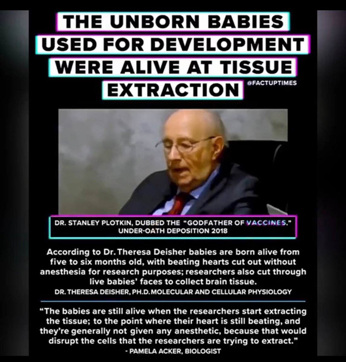 🚨🚨🚨 I’ve posted this interview a few times👇 they fucking take BABIES that are ALIVE and then extract whatever the fuck they want WITHOUT ANESTHESIA….even their hearts……..imagine someone cutting your fucking heart out without anesthesia!? THEY ARE MURDERING OUR CHILDREN IN…