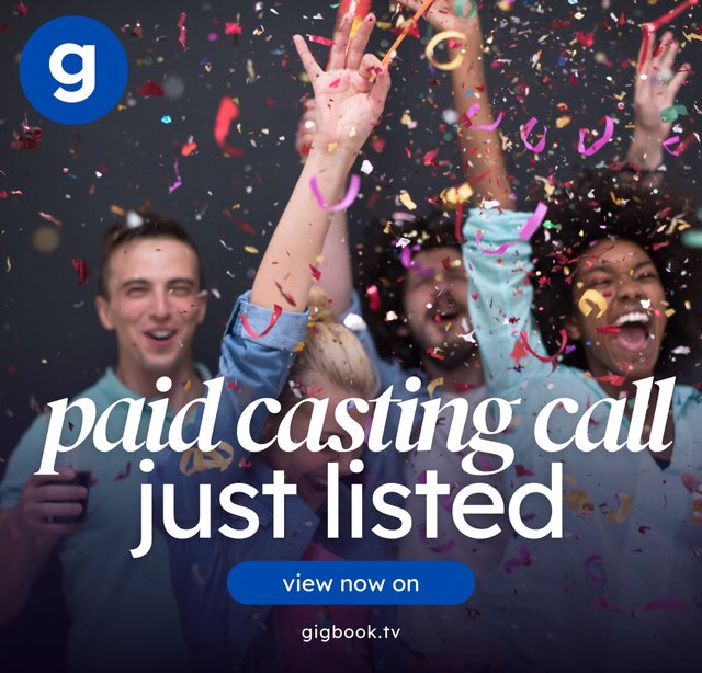 gigbookMEDIA's tweet image. NEW OPEN PAID CASTING CALL 
gigbook.tv/job/open-casti…
#castingnotice #castingbrief #castingcall #actingwork #actorslife #tvc #tvcommercial #featurefilm #shortfilm #crewcalls #tvseries #actingjobs #actorswanted #castingauditions #auditionnotice #auditioncall #castingsearch #casting