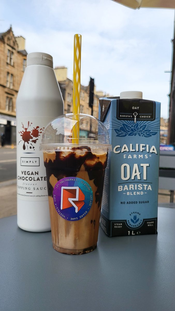 rcadeglasgow's tweet photo. Where are our vegans at? Oat Milk Iced Mochas babay! Get yours now! 

Made with @PureRoastersCo @CalifiaFarmsUK and @IBCSimply https://t.co/lCGoIgFw6m