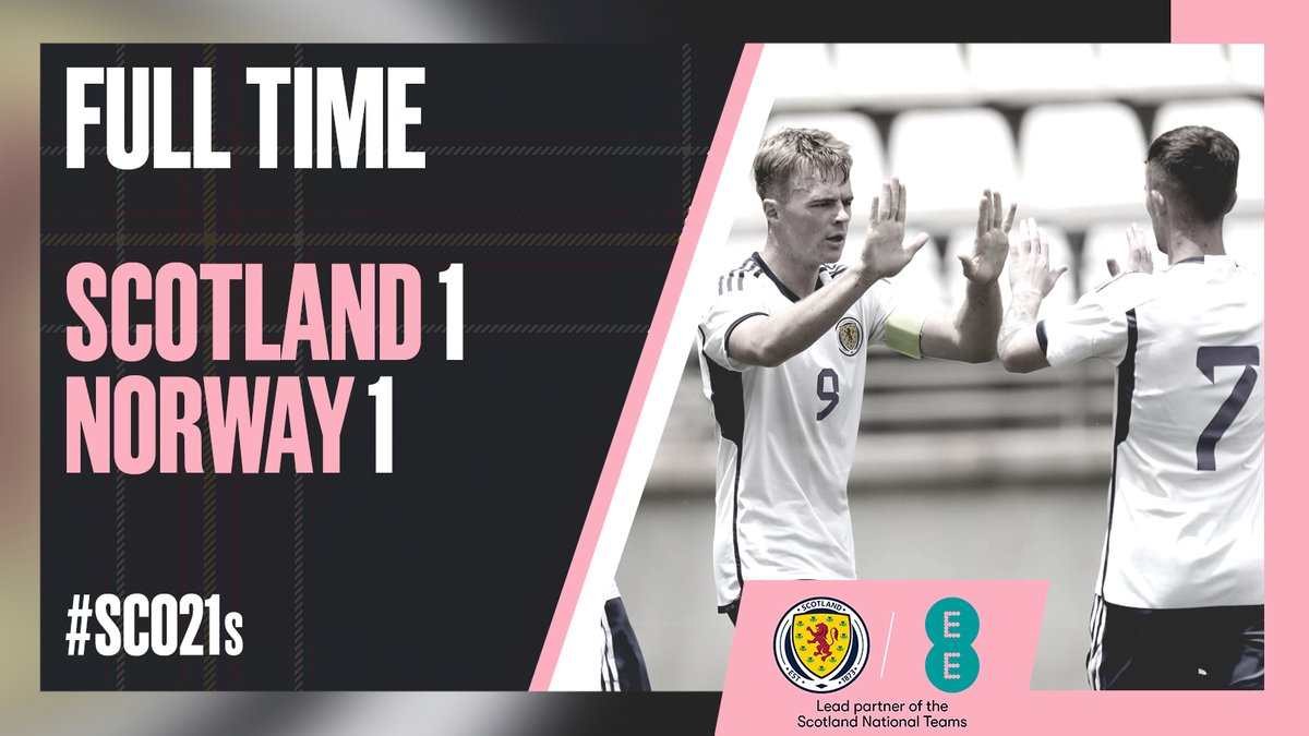 #SCO21s | FULL TIME: Scotland 1-1 Norway.

Tommy Conway's penalty seals a draw in Spain, with a strong finish to the match for the young Scots – Kieron Bowie hitting the post in the last minute of the match.

#YoungTeam