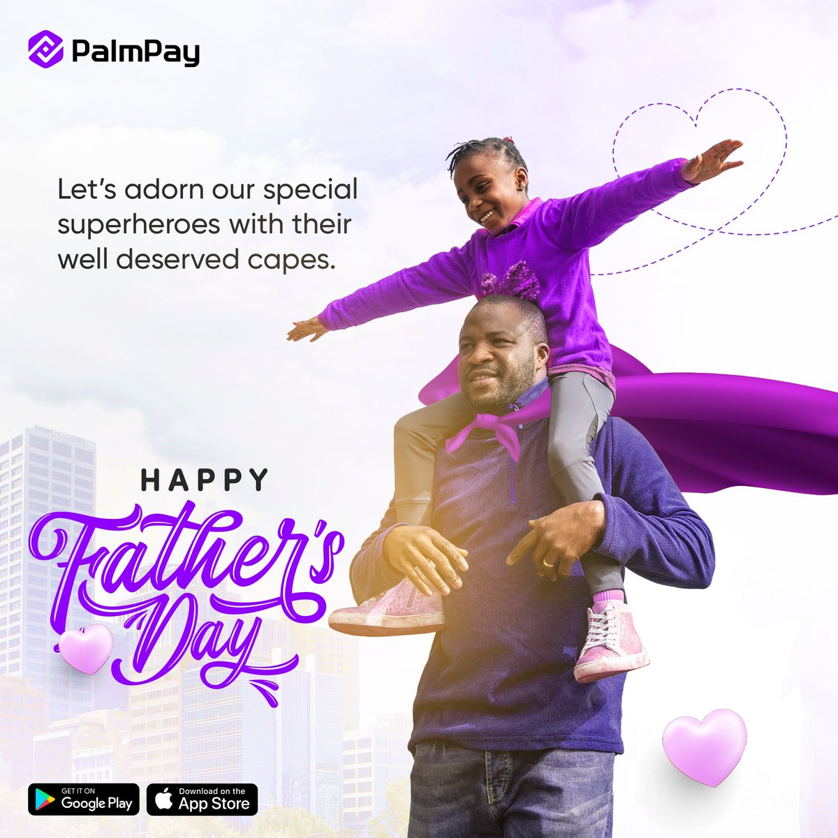 palmpay_ng's tweet photo. Cheers to the incredible fathers who bring love, strength, laughter, and much more to their families' lives. You rock 💜

Happy Father's Day!

#PalmPay #FathersDay #DadRocks https://t.co/ca3T3sra9v