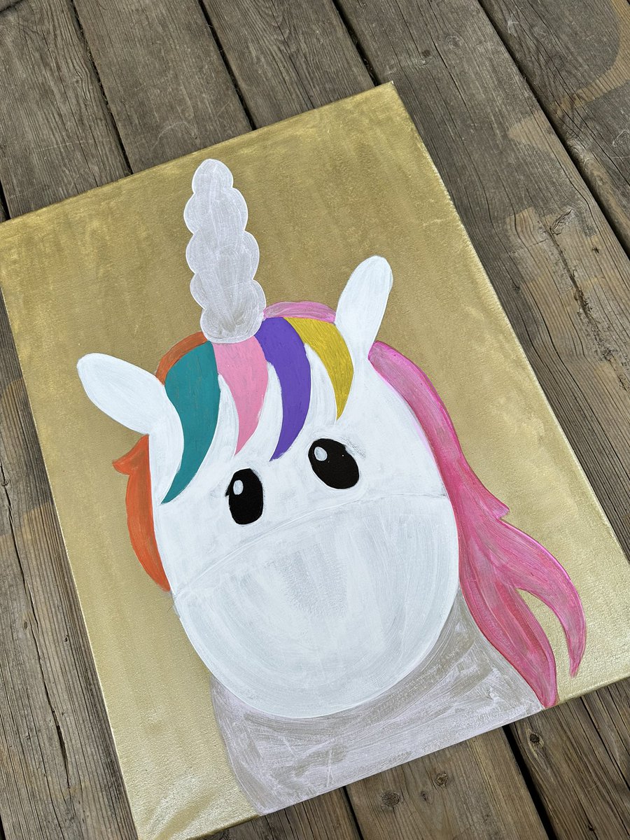 #progress on my daughter’s unicorn canvas for her room! It’s coming together slower than I would’ve hoped but I’m liking it! #paintingmakesmehappy #creativesunite