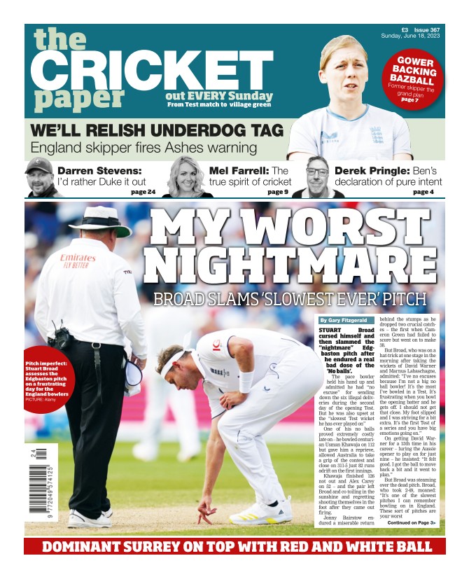 The Cricket Paper on Twitter "𝗙𝗥𝗢𝗡𝗧 𝗣𝗔𝗚𝗘 MY WORST NIGHTMARE BROAD