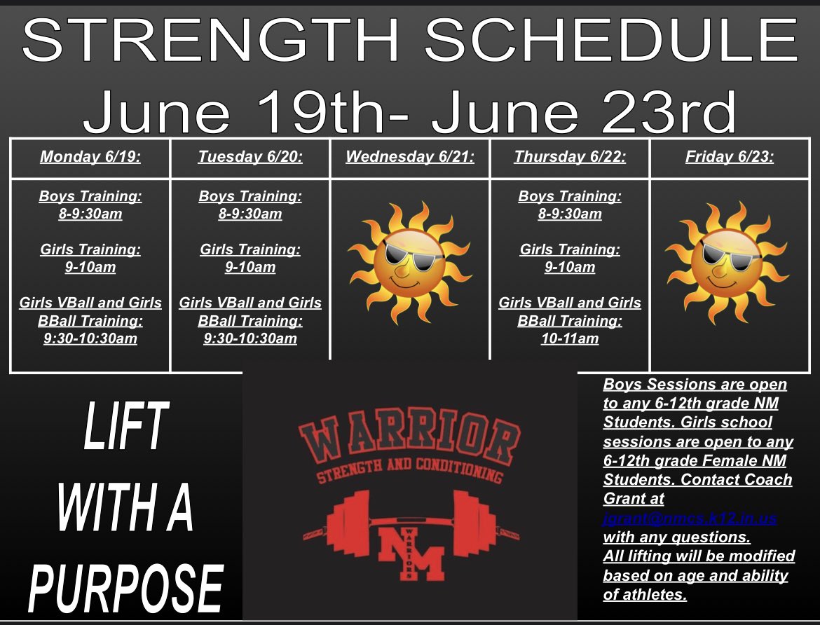 Strength Schedule for the Week! Bring a teammate this week with you!