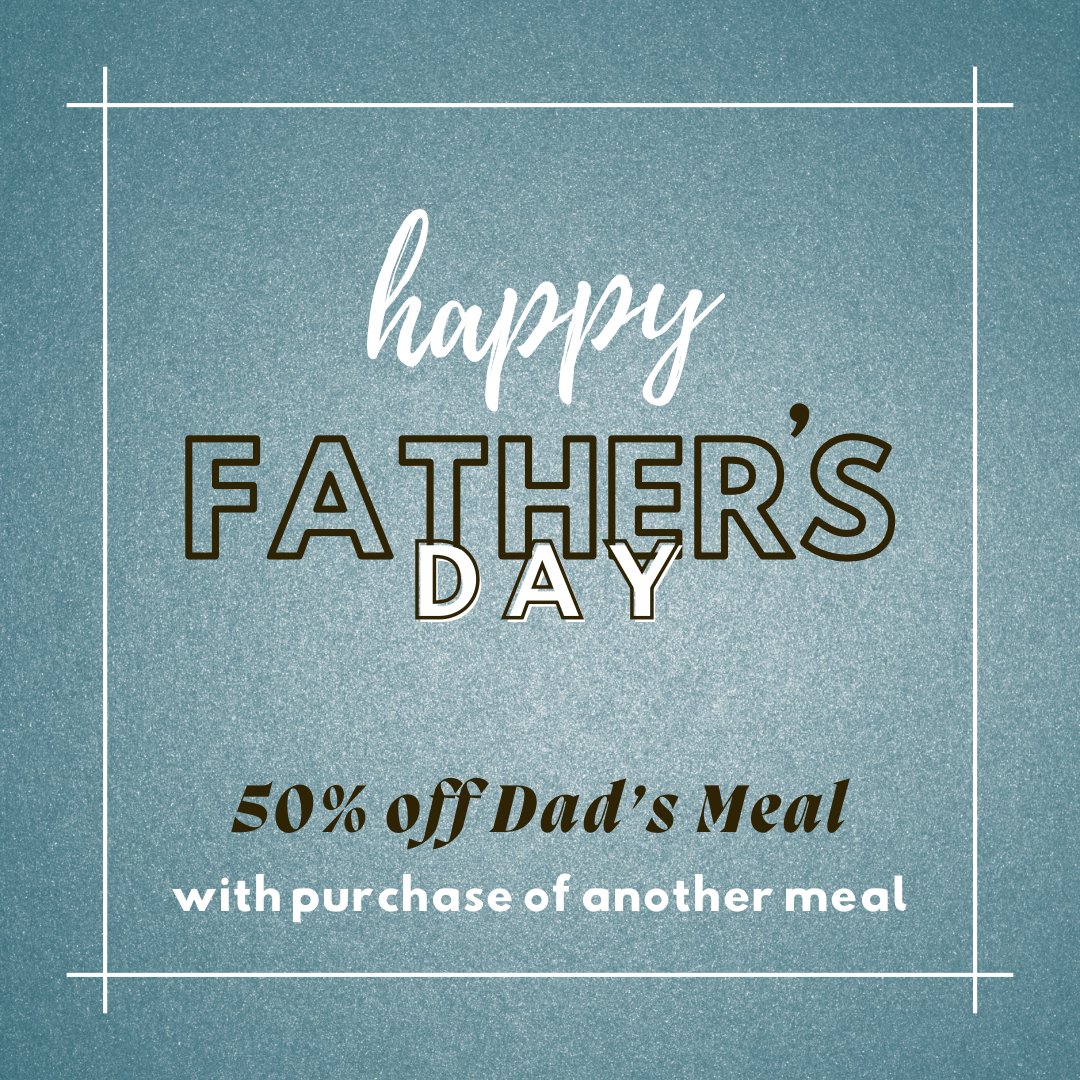 Happy Father’s Day to all the amazing dads out there! We hope your jokes are extra corny and your New Balances stay exceptionally white. And to show our appreciation we’re offering you half off your meal, so come celebrate with us!