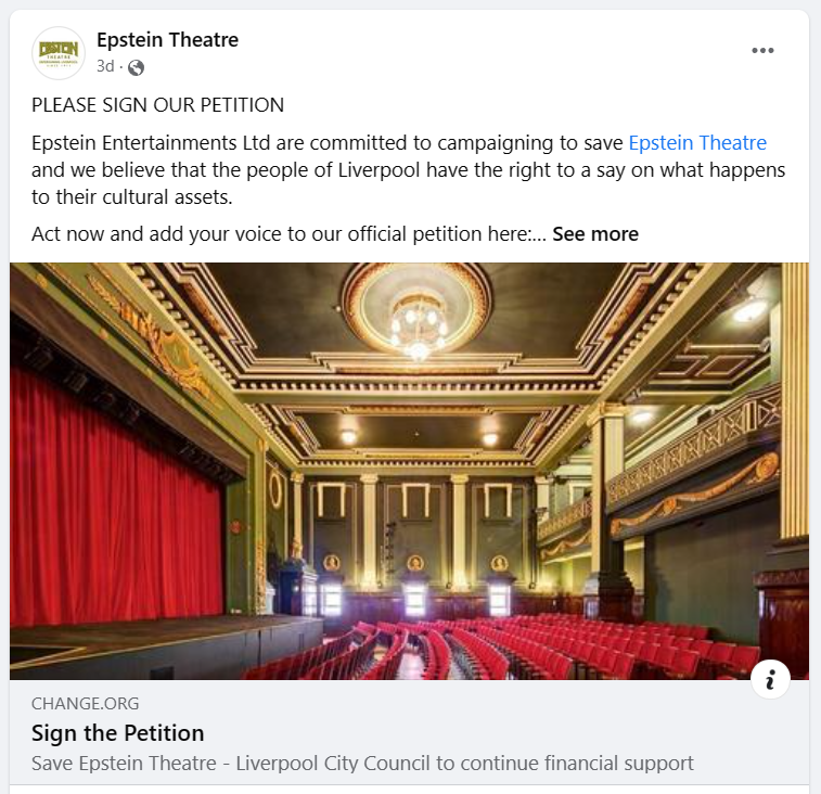 EricaDillonRed's tweet photo. 1/2 From the city hosting Eurovision just weeks ago...to @EpsteinTheatre closing in a matter of weeks. Wow what a contrast. Just wrong.
Come on people, rally the troops. The cracking management team are working tirelessly behind the scenes to save this beautiful venue. https://t.co/s8lnJiR9Rf