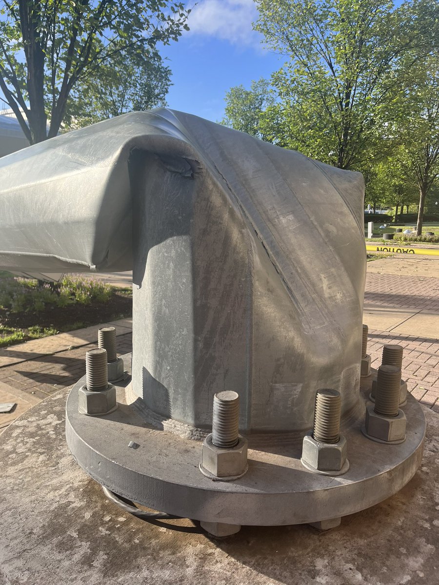 TJEckertKJRH's tweet photo. Some crazy pictures from last nights storms in Tulsa. 

This is a light pole from Chapman Stadium (football). Fell on top of the Reynolds Center (basketball) and caused some pretty significant damage. #okwx https://t.co/Nhj1BHrpGz