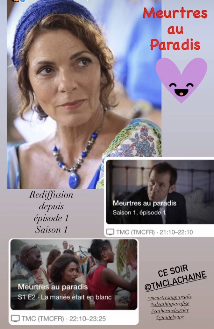 A partir de ce soir Rediffusion de toute la série “Meurtres au Paradis” Depuis l’épisode 1 Saison 1 sur TMC @TMCtv #meurtresauparadis #catherinebordey @benmiller99 @Iam_SaraMartins @DannyJohnJules #garycarr #donwarrington @deathinparadise #rediffusion #Serietv