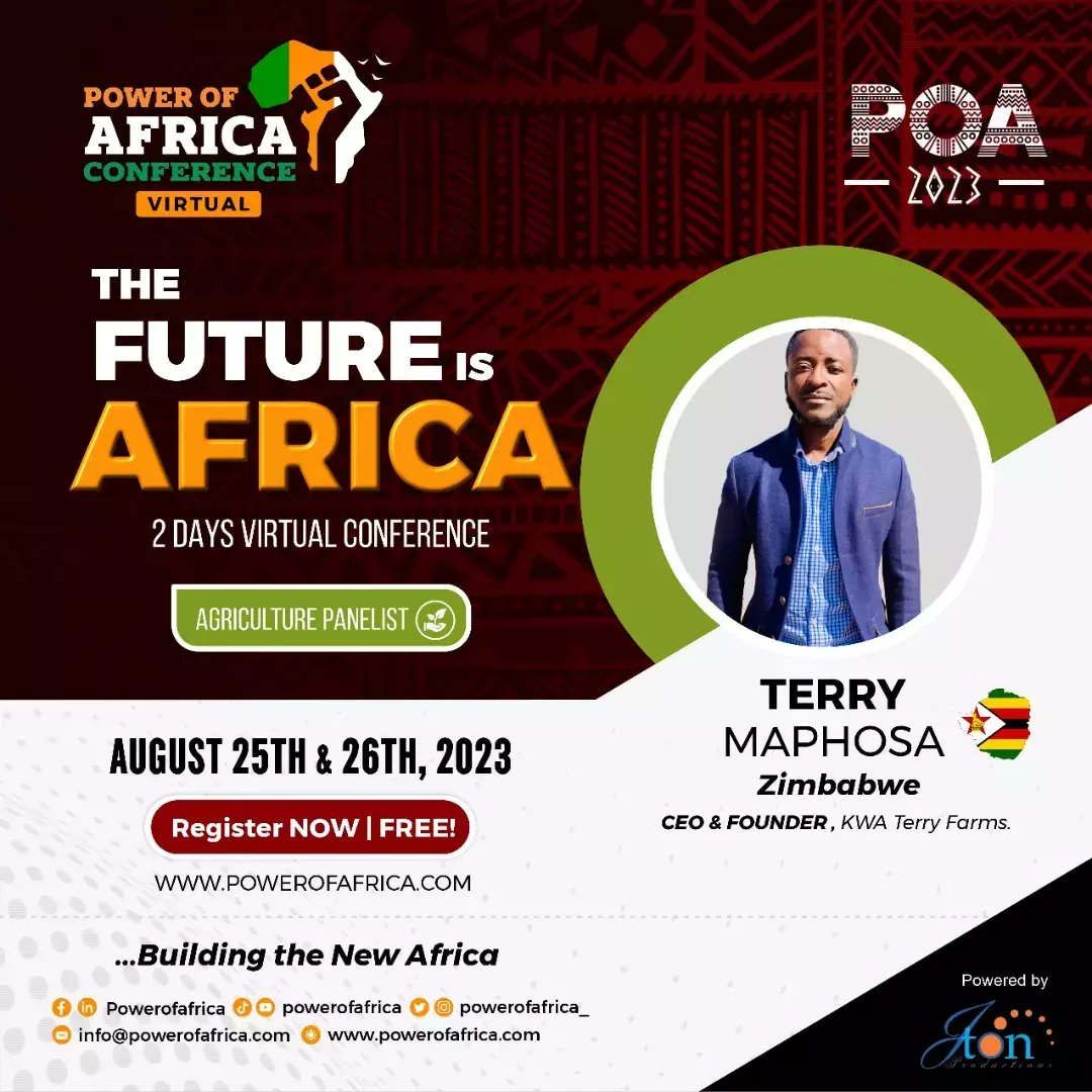 On the AGRICULTURE panel session, we have -

• African Farmer Mogaji (Nigeria 🇳🇬), @africanfarmerm - CEO, Farm Credit NG

• Terry Maphosa (Zimbabwe 🇿🇼), - CEO & Founder KWA Terry Farms.

• Ivo Arrey Mbongaya (Cameroon 🇨🇲), @ivoarrey - Founder & Director, African Centre for