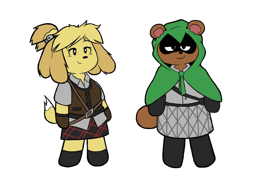 chosen_2525's tweet photo. Don't ask me why, but I got the sudden urge to draw all the animal crossing characters as if they're in a Tolkienesque fantasy world. Here's Isabelle and Tom Nook https://t.co/mc0RRZoAhR