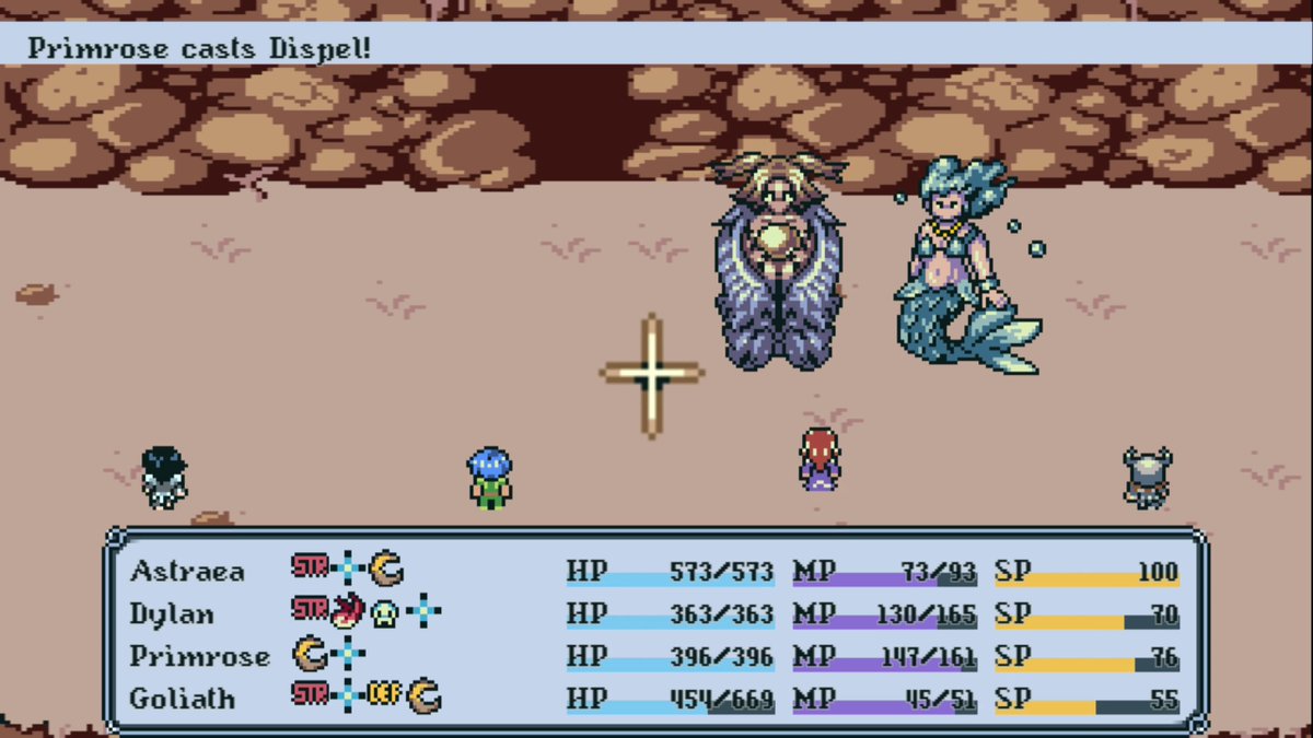 Bugfragged_TWT's tweet photo. I've been getting hit with Dispel spam from bosses in my recent LPs, so it's about time I turn that tactic back on them!
#KnightEternal #RPGMaker https://t.co/UPvDwrocFK