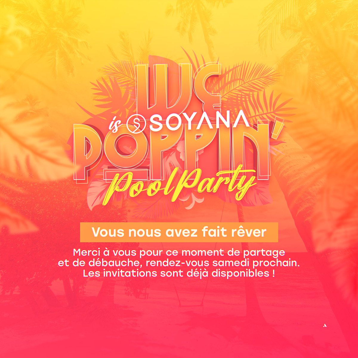 Vous étiez dans le thème comme tous les week-ends et ça c’est beau 🤲🏿 . 

La famille Poppin vous êtes vraiment les meilleurs , une am bi ance comme on aimes 😮‍💨🕺🏾💃🏿 .

Un gros merci à la <a href="/SOYANA_973/">SOYANA ✨</a> qui a assuré avec nous 😏 , We POPPIN x So Yana ? Le combo gagnant.