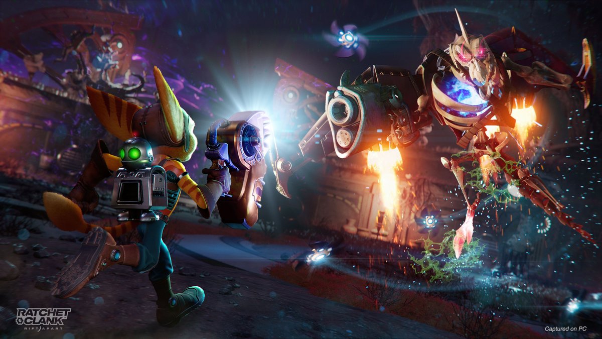 Use an insane arsenal of weapons to take on otherworldly foes in Ratchet & Clank: Rift Apart, coming to PC July 26th! #RatchetPC #Ratchet20

Pre-purchase: insom.games/RatchetPC