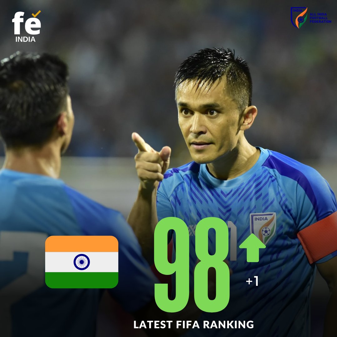 After defeating Lebanon in the intercontinental cup 2023 final,
India have been ranked 98th position in the fifa world rankings,
and also getting into the pot-2 of world cup qualifiers 🇮🇳

#IndianFootball #fifarankings