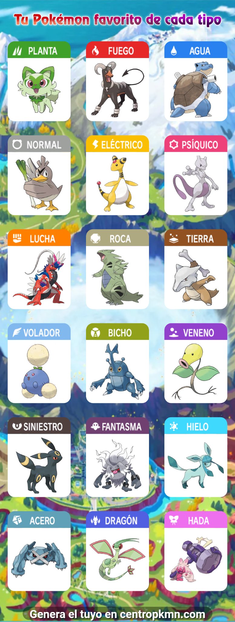 MEUS POKEMON FAVORITO DE CADA TIPO :O