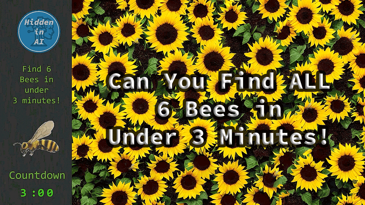 HiddenInAI's tweet image. Can You Find All Six Bees in Under 3 Minutes!
Play the game now!
youtu.be/iLi6Trv5LYM

#hiddenobject
#hiddenobjects
#hiddenobjectgame
#bee
#bees
#aiimage
#aiimages
#videogame
#challenge 
#challenging 
#ChallengeAccepted