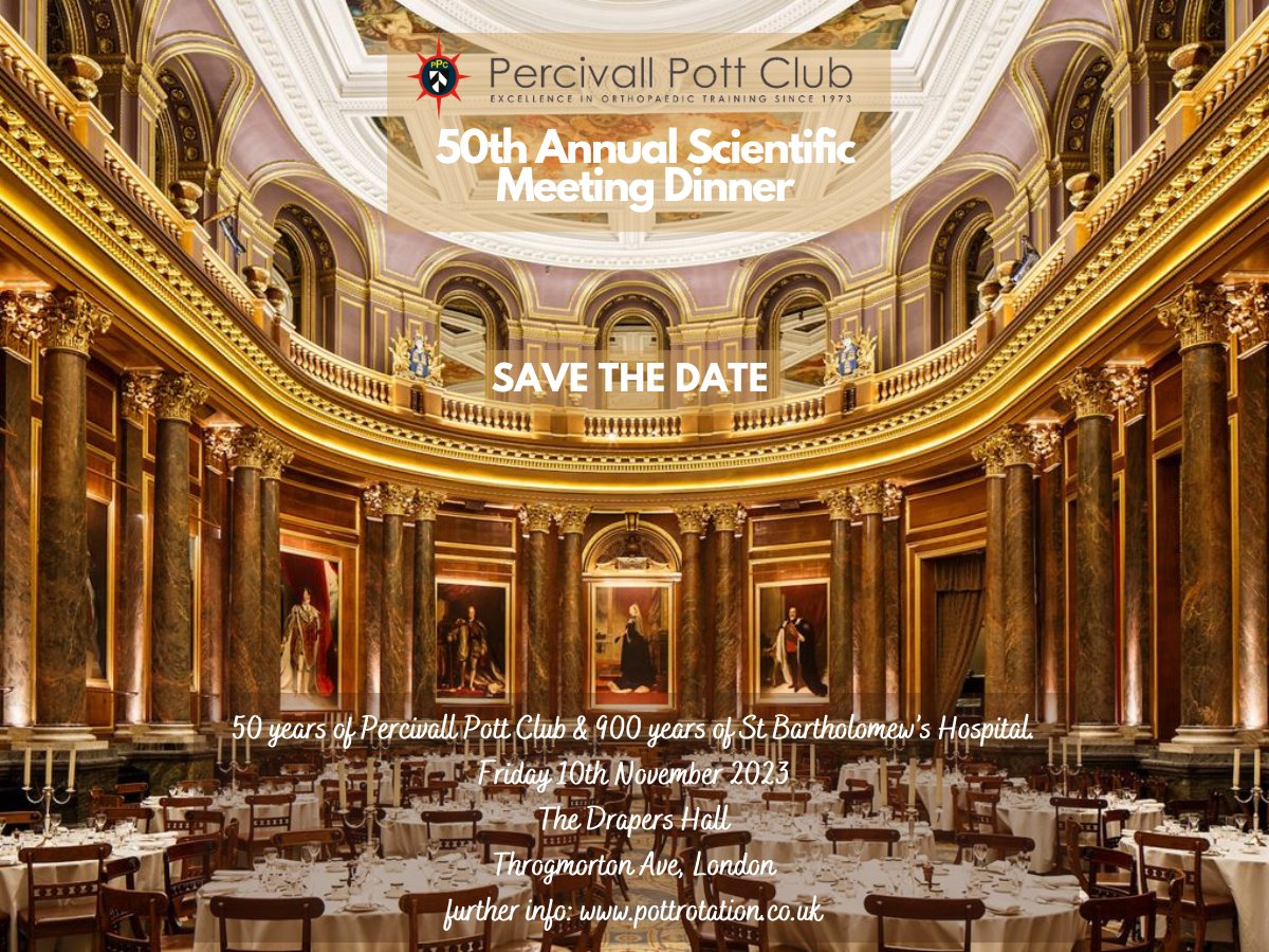 The Percivall Pott Orthopaedic Club (@pottrotation) on Twitter photo We are excited to announce our first speaker for the 50th ASM, Professor Olufemi Ayeni!! <a href="/SportsHipFemi/">O.R. (Femi) Ayeni MD PhD FRCSC</a>
We look forward to welcoming you to London!
70% of early bird tickets have now been sold! Tickets can be bought at pottrotation.co.uk
<a href="/mac_ortho/">MacOrtho</a> <a href="/BartsBoneJoint/">Bone and Joint Health</a> We are excited to announce our first speaker for the 50th ASM, Professor Olufemi Ayeni!! <a href="/SportsHipFemi/">O.R. (Femi) Ayeni MD PhD FRCSC</a>
We look forward to welcoming you to London!
70% of early bird tickets have now been sold! Tickets can be bought at pottrotation.co.uk
<a href="/mac_ortho/">MacOrtho</a> <a href="/BartsBoneJoint/">Bone and Joint Health</a>