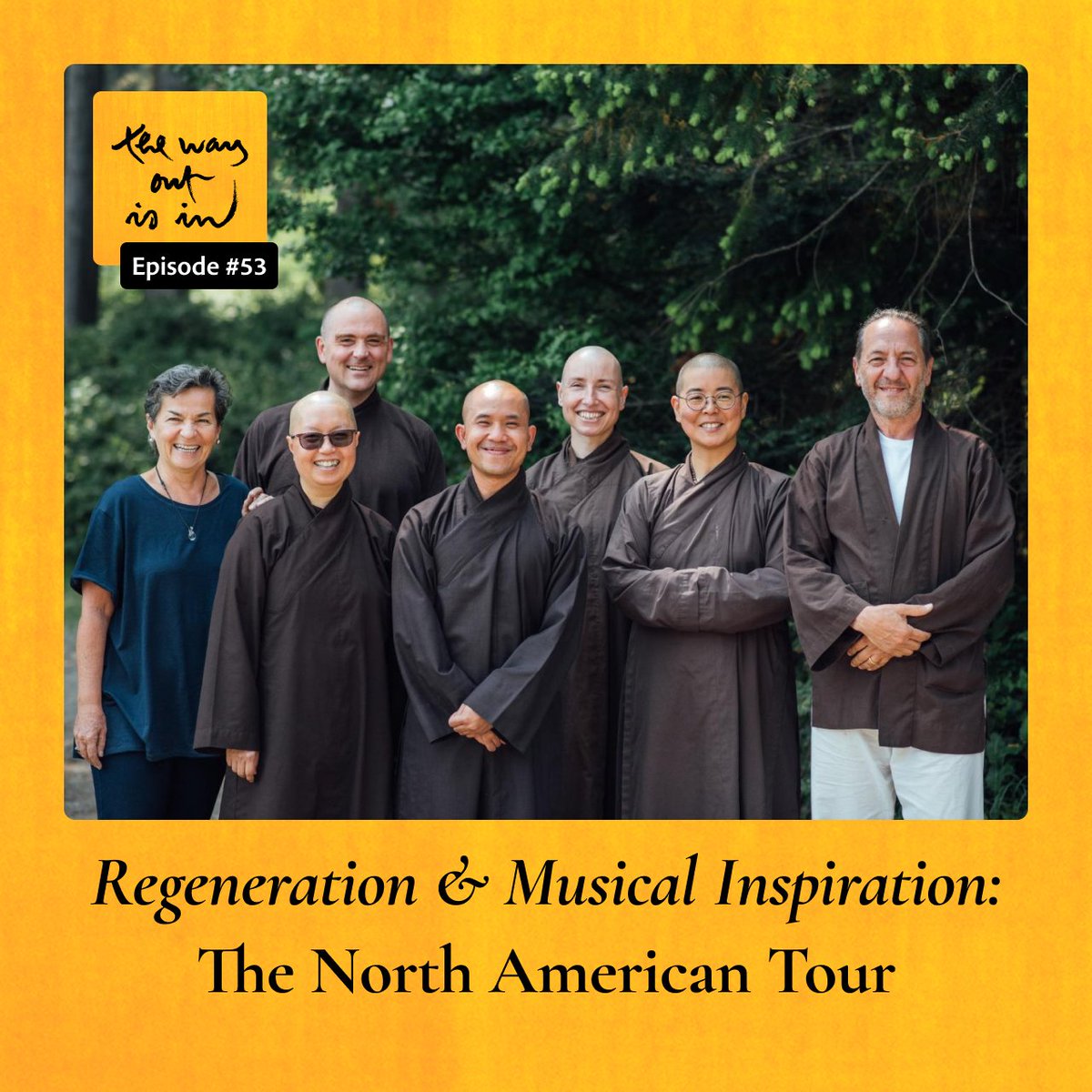 In ep 53 of #TheWayOutIsIn podcast🔔 Br.
<a href="/phaphuu/">phaphuu</a> &amp; <a href="/joconfino/">Jo Confino</a> talk about what they experienced on the recent #PlumVillage North American Tour which consisted of retreats &amp; a music tour. Enjoy! 
 #mindfulness #PlumVillageApp👇
plumvillage.org/podcast/regene…